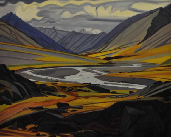 Quadro com as belas paisagens do Alaska, no Museu de Anchorage, no Alaska